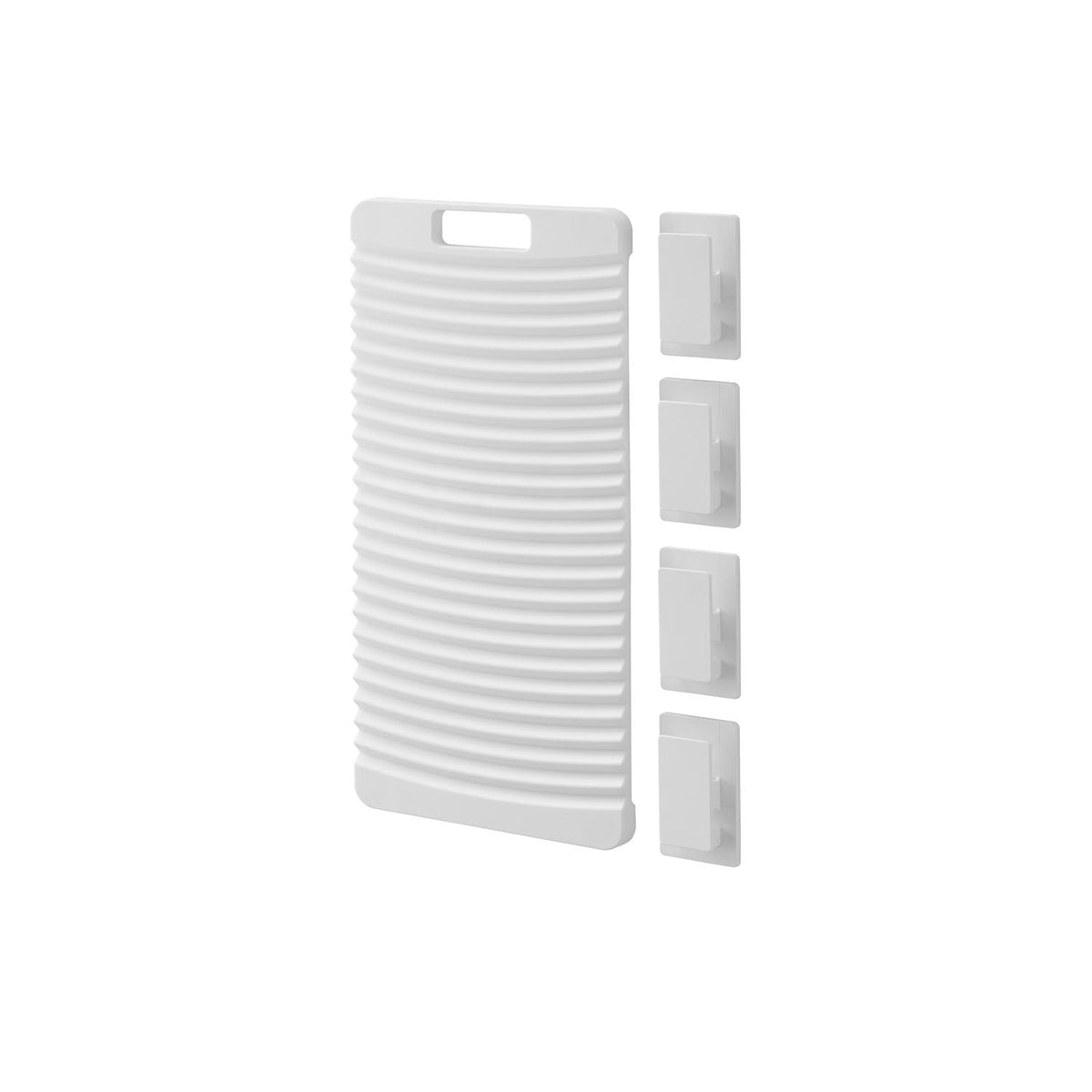 Yamazaki Tower Magnetic Washboard with Four Clips, Magnetic Wall Washboard with Four Clips for Hand Washing Without Bending, Washboard 17 x 1.4 x 36 cm; clip 4.5 x 2 x 8 cm each and 465 g, White or Black