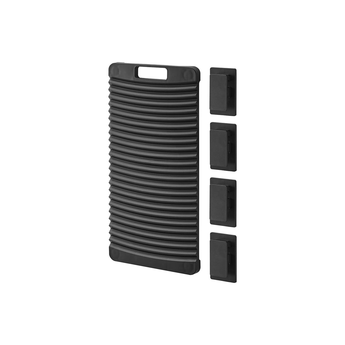 Yamazaki Tower Magnetic Washboard with Four Clips, Magnetic Wall Washboard with Four Clips for Hand Washing Without Bending, Washboard 17 x 1.4 x 36 cm; clip 4.5 x 2 x 8 cm each and 465 g, White or Black