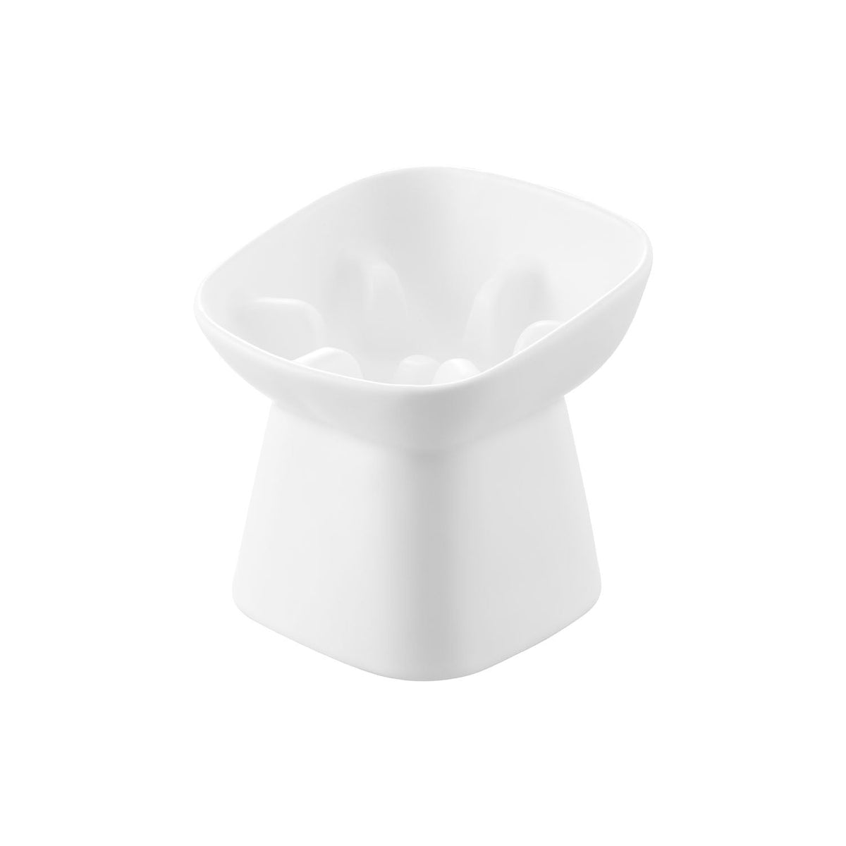 Yamazaki Nooks Slow-Feed Ceramic Pet Food Bowl Nooks Slanted H11.5, Slanted Ceramic Slow-Feed Bowl With Bumps That Slow Fast Eaters and a Slope to the Last Grain, 150 mL, Dishwasher and Microwave Safe, 12 x 12 x 11.5 cm and 600 g, White or Black