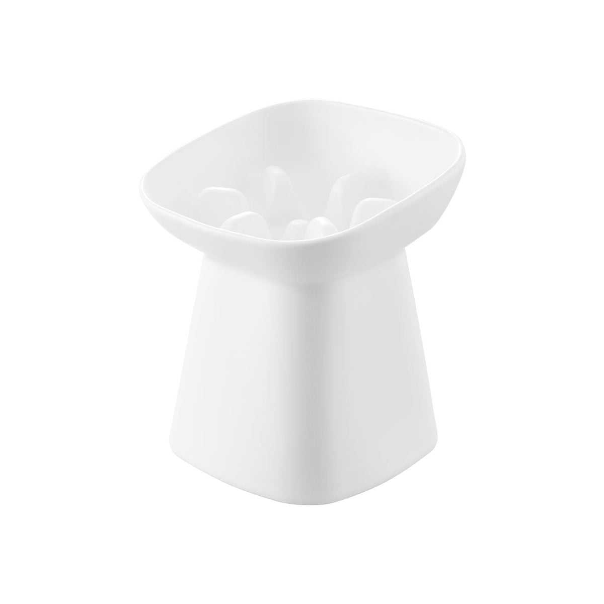 Yamazaki Nooks Slow-Feed Ceramic Pet Food Bowl Nooks Slanted H17, Tall Slanted Ceramic Slow-Feed Bowl With Bumps That Slow Fast Eaters and a Slope to the Last Grain, 250 mL, Dishwasher and Microwave Safe, 15 x 15 x 17 cm and 1175 g, White or Black