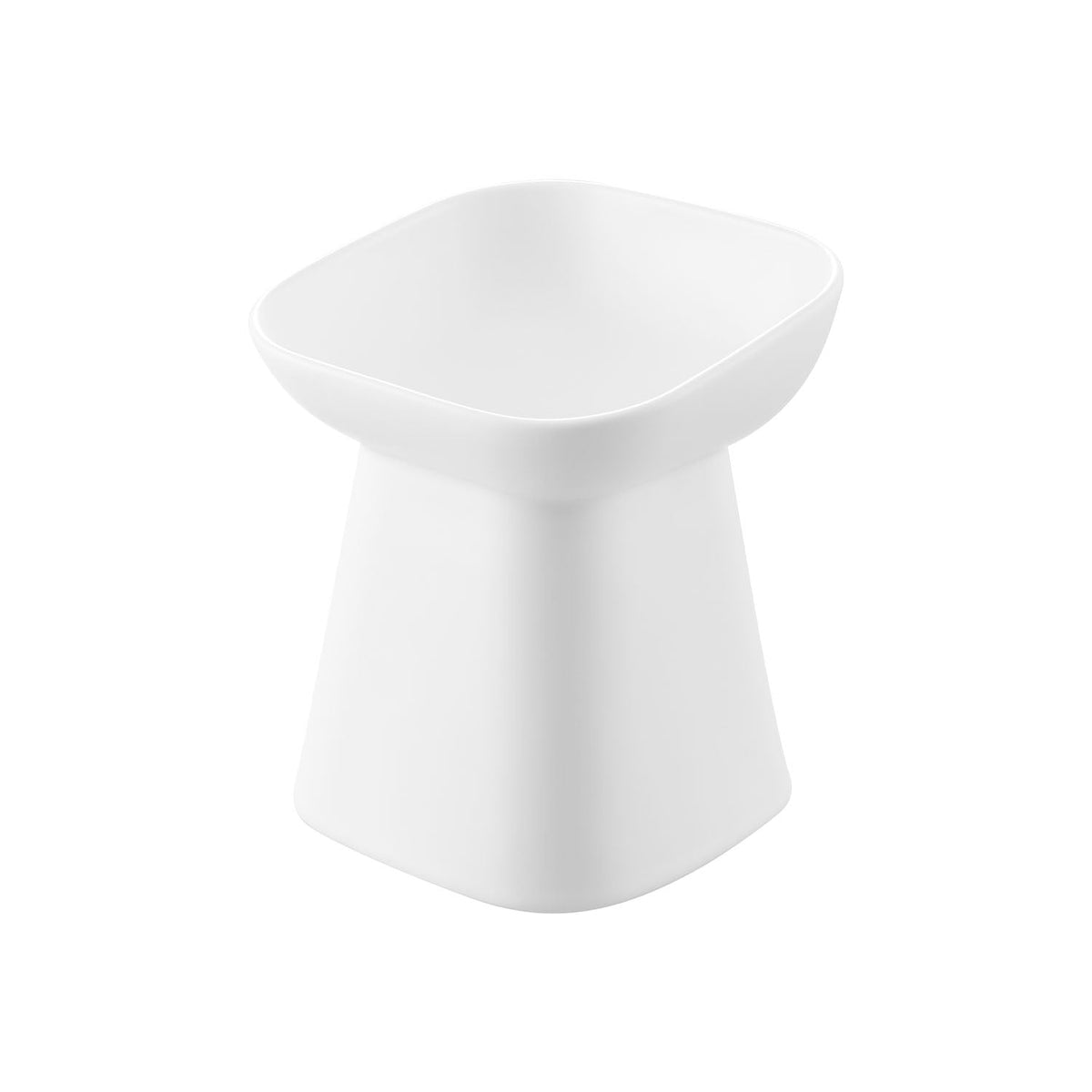 Yamazaki Nooks Easy-Eating Ceramic Pet Food Bowl Nooks Slanted H17, Tall Slanted Ceramic Pet Bowl That Stays Put While Your Pet Eats and Eases the Posture, 350 mL, Dishwasher and Microwave Safe, 15 x 15 x 17 cm and 1075 g, White or Black