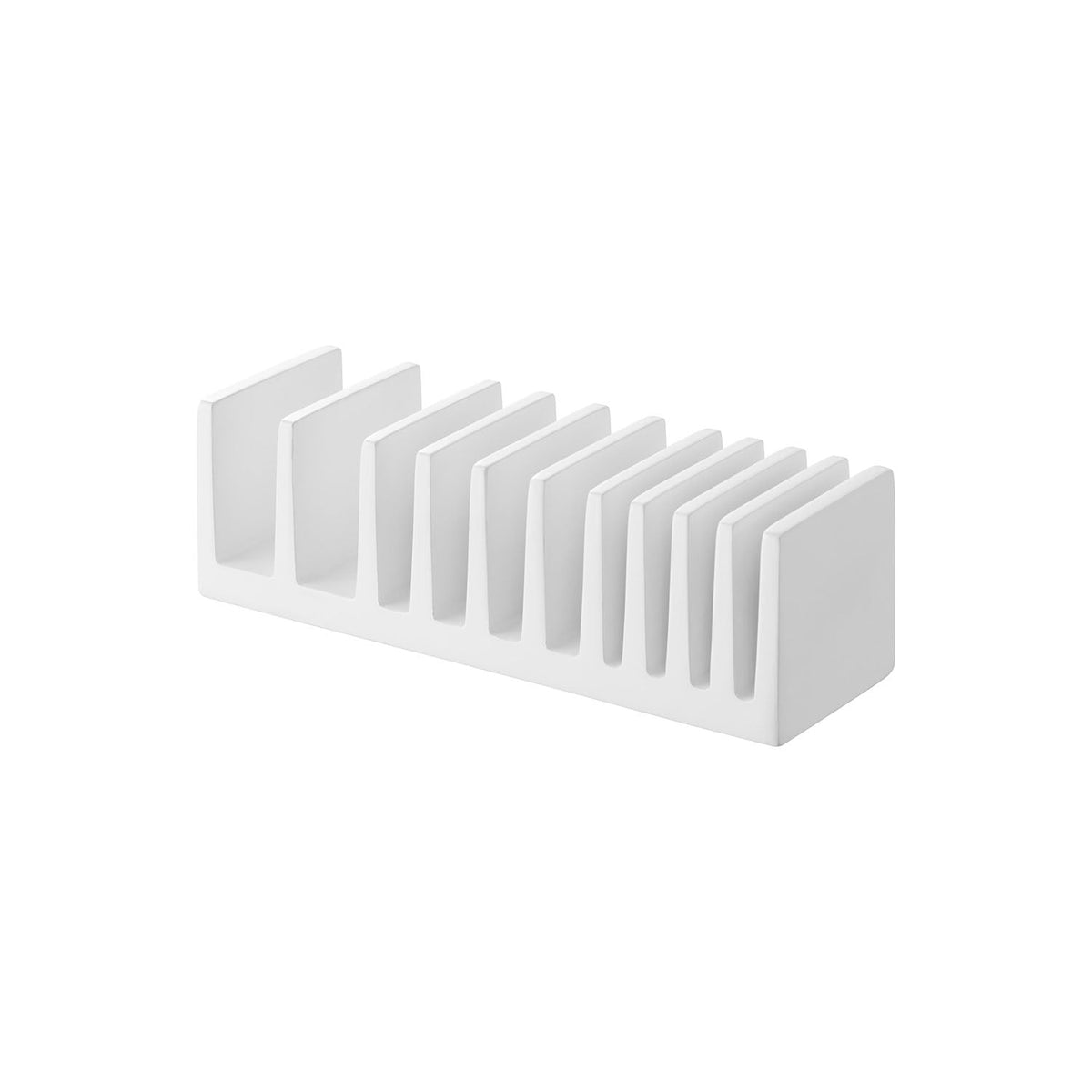 Yamazaki Tower Pouch and Amenity Stand, Vertical, Narrow Polystone Stand with Three Slot Depths that Stands Small Sachets and Amenities Upright by Thickness, 5 x 15.4 x 4.6 cm and 285 g, White or Black