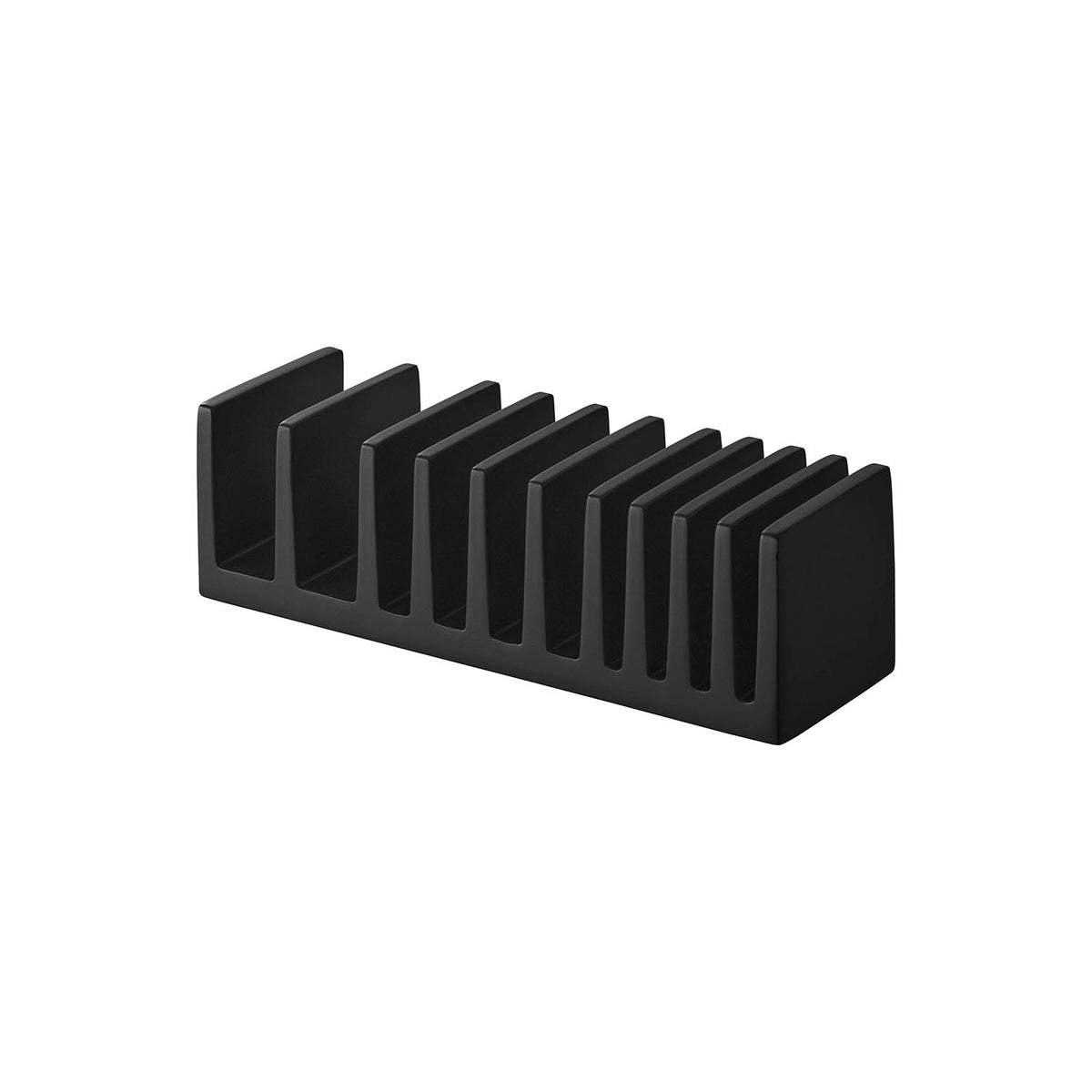 Yamazaki Tower Pouch and Amenity Stand, Vertical, Narrow Polystone Stand with Three Slot Depths that Stands Small Sachets and Amenities Upright by Thickness, 5 x 15.4 x 4.6 cm and 285 g, White or Black