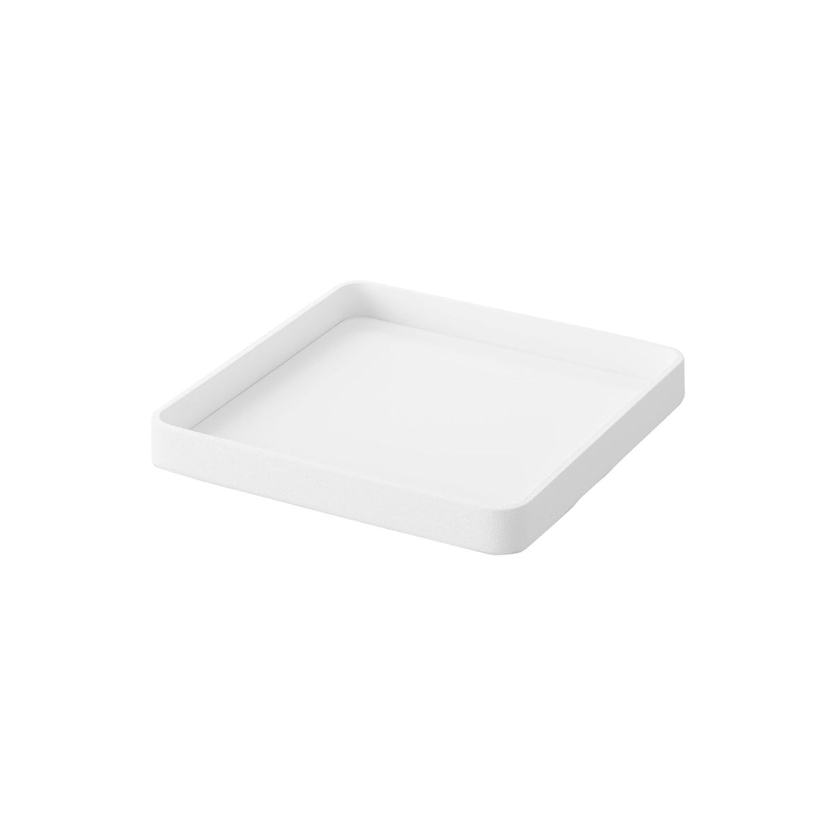Yamazaki Tower Key and Jewelry Tray, Square Steel Tray With a Silicone Mat for Keys, Rings and Watches, Hotel-Style Textured Finish Looks Good on an Entry Shelf, 13 x 13 x 1.6 cm and 300 g, White or Black