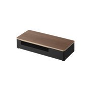 Yamazaki Rin Lidded Amenity and Small Item Case with Dividers, Long Steel Case with a Natural Wood Lid and Dividers for Amenities and Small Items, 28.6 x 12.1 x 5.8 cm and 880 g, Brown or Natural
