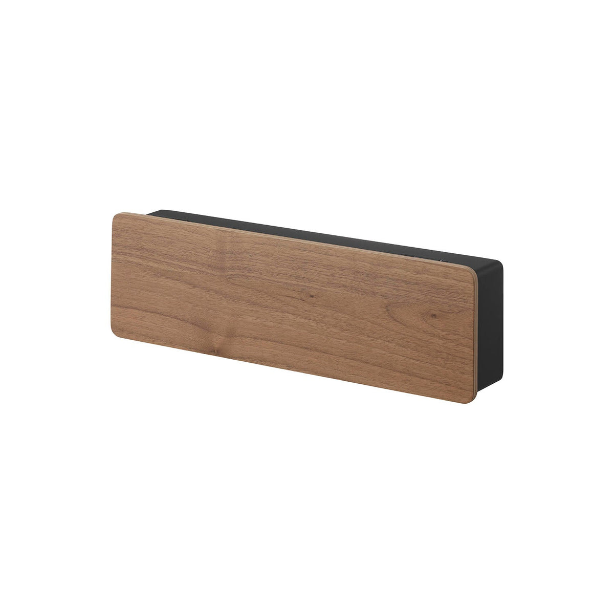 Yamazaki Rin Magnetic Key Holder with Wood Door, Long, Long Magnetic Box with a Natural Wood Door that Hides Keys and Holds Eight Hooks, 33 x 6 x 11 cm and 870 g, Brown or Natural