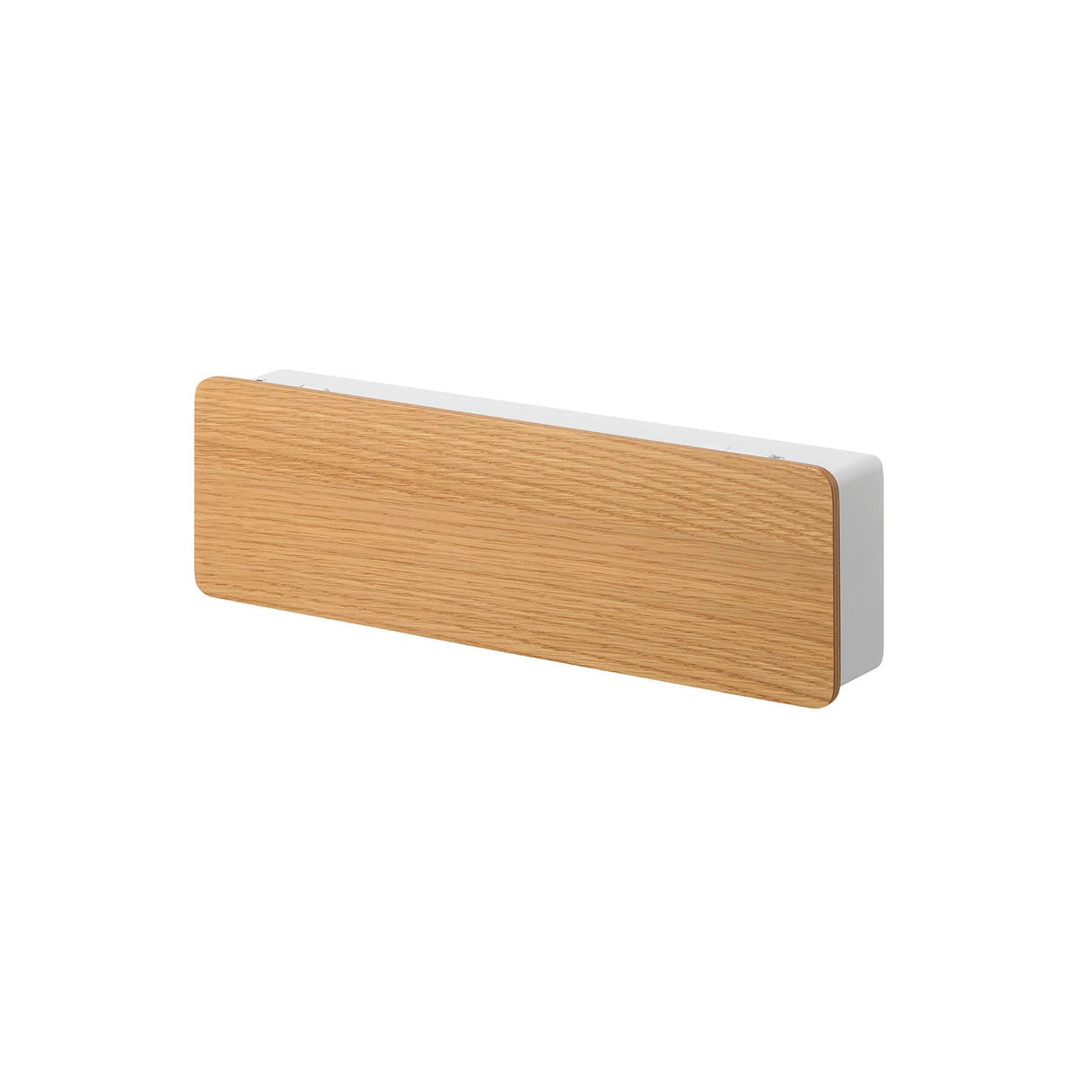 Yamazaki Rin Magnetic Key Holder with Wood Door, Long, Long Magnetic Box with a Natural Wood Door that Hides Keys and Holds Eight Hooks, 33 x 6 x 11 cm and 870 g, Brown or Natural