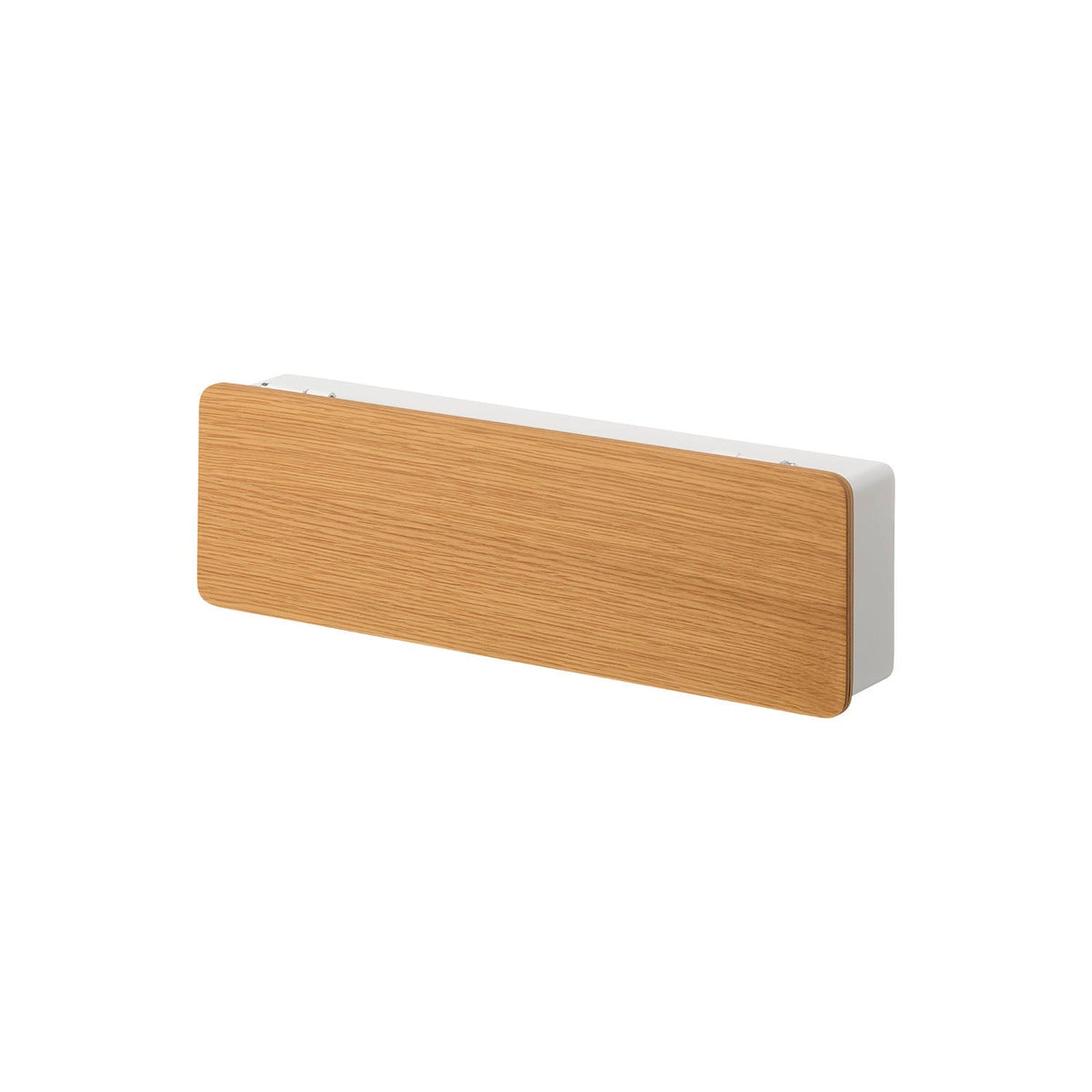 Yamazaki Rin Wall-Mounted Key Holder with Wood Door, Long, Long Wall Box with a Natural Wood Door that Hides Keys and Holds Eight Hooks, 33 x 5.7 x 11 cm and 780 g, Brown or Natural
