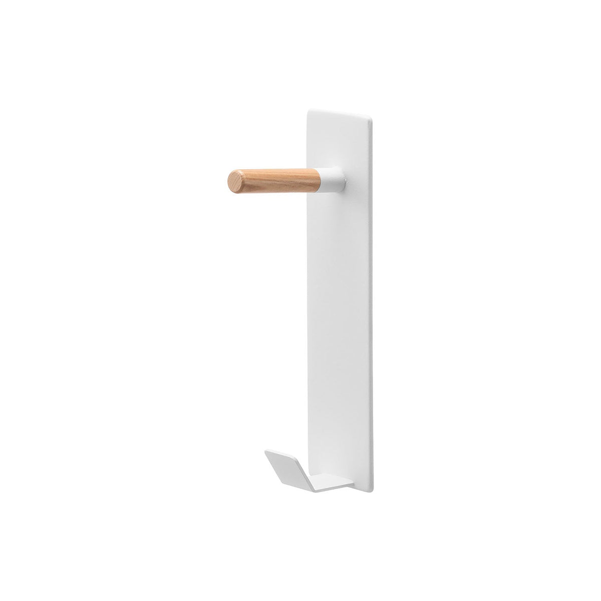 Yamazaki Tower Magnet Hanger Hook with a Wooden Bar, Two-Level Magnet Hook with a Wooden Bar for Coats and Bags, Sticks to Steel, 6 x 8.5 x 25.1 cm and 310 g, White or Black