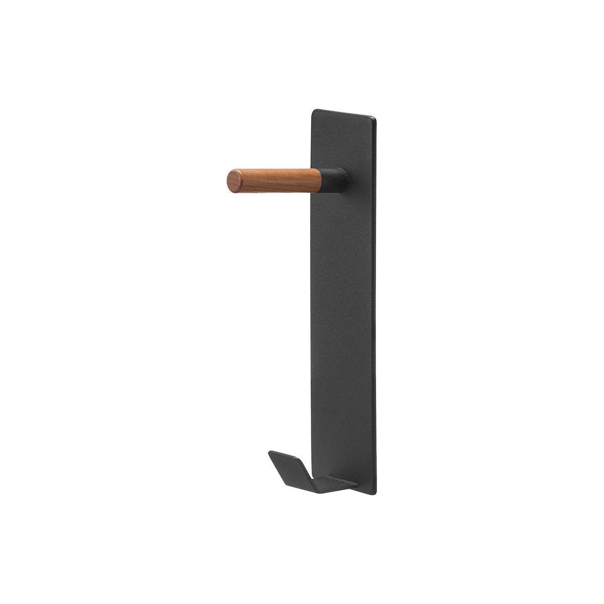 Yamazaki Tower Magnet Hanger Hook with a Wooden Bar, Two-Level Magnet Hook with a Wooden Bar for Coats and Bags, Sticks to Steel, 6 x 8.5 x 25.1 cm and 310 g, White or Black