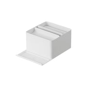Yamazaki Tower Half Tissue Case with Smartphone Stand, Steel Case for Half-Size Tissue Boxes with a Smartphone Stand Tray, 13.1 x 18.9 x 8.3 cm and 770 g, White or Black