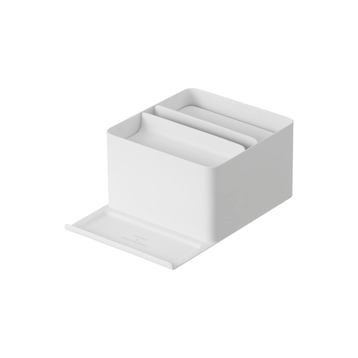 Yamazaki Tower Half Tissue Case with Smartphone Stand, Steel Case for Half-Size Tissue Boxes with a Smartphone Stand Tray, 13.1 x 18.9 x 8.3 cm and 770 g, White or Black