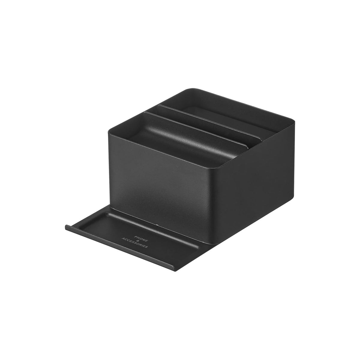 Yamazaki Tower Half Tissue Case with Smartphone Stand, Steel Case for Half-Size Tissue Boxes with a Smartphone Stand Tray, 13.1 x 18.9 x 8.3 cm and 770 g, White or Black