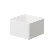 Yamazaki Tower Washroom Trash Can with Removable Inner Box, Small Steel Washroom Bin with a Washable 700 ml Inner Box, Body 13 x 13 x 8.3 cm; inner box 12.6 x 12.6 x 7.7 cm and 550 g, White or Black
