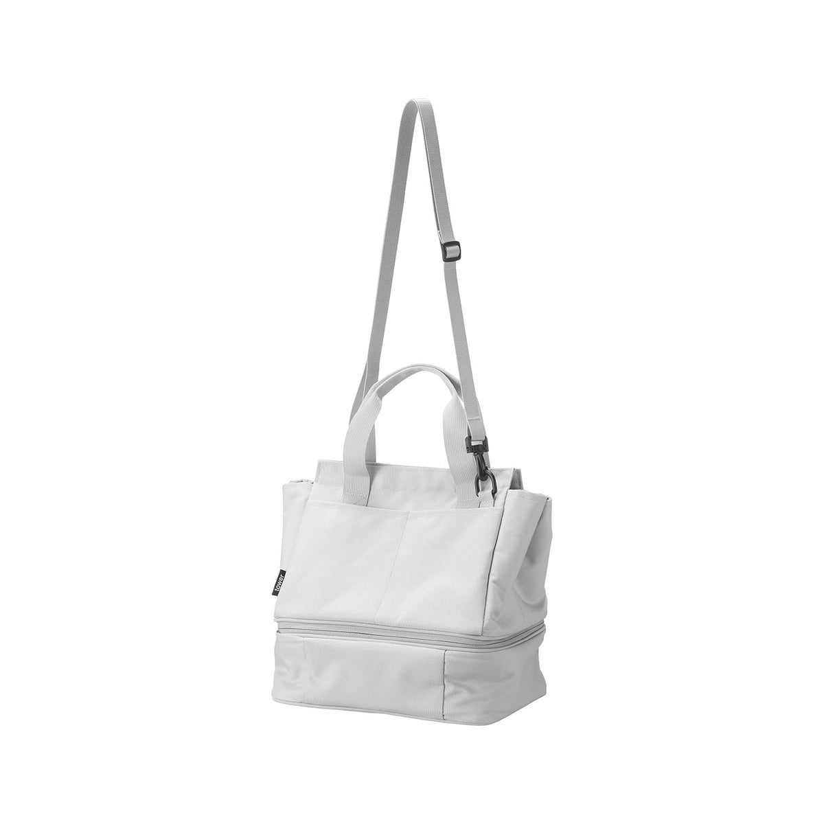 Yamazaki Tower Separable Lunch Bag and Mini Tote, Two-Part Bag: a Mini Tote on Top and a Lunch Bag Below That Separate with One Zip, 26.5 x 19 x 30 cm without handles and 440 g, Light Gray or Black
