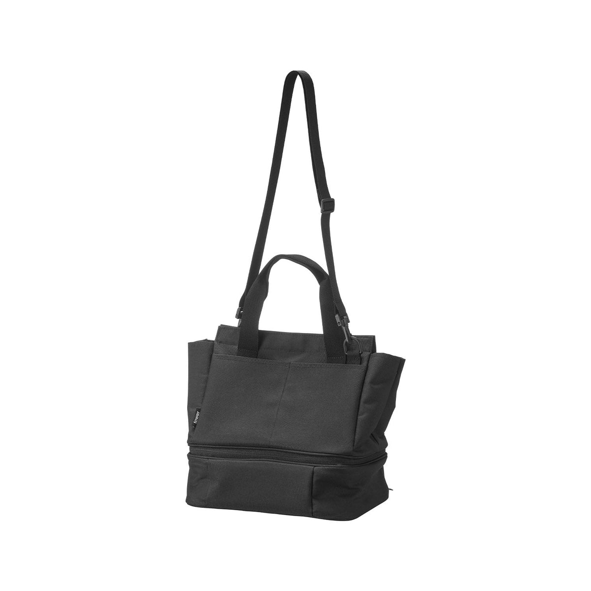 Yamazaki Tower Separable Lunch Bag and Mini Tote, Two-Part Bag: a Mini Tote on Top and a Lunch Bag Below That Separate with One Zip, 26.5 x 19 x 30 cm without handles and 440 g, Light Gray or Black