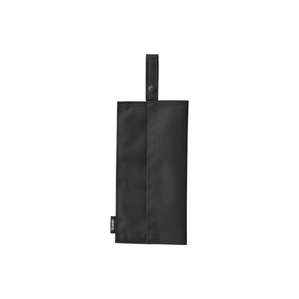 Yamazaki Tower Foldable Travel Tissue Case with Waste Pocket, Foldable Fabric Case for Soft-Pack Tissues up to 300 Sheets with a Waste Pocket, Hangs on a Bar up to 3.5 cm Across, 13 x 1 x 34.5 cm open; 13 x 2 x 20 cm folded and 55 g, Light Grey or Black