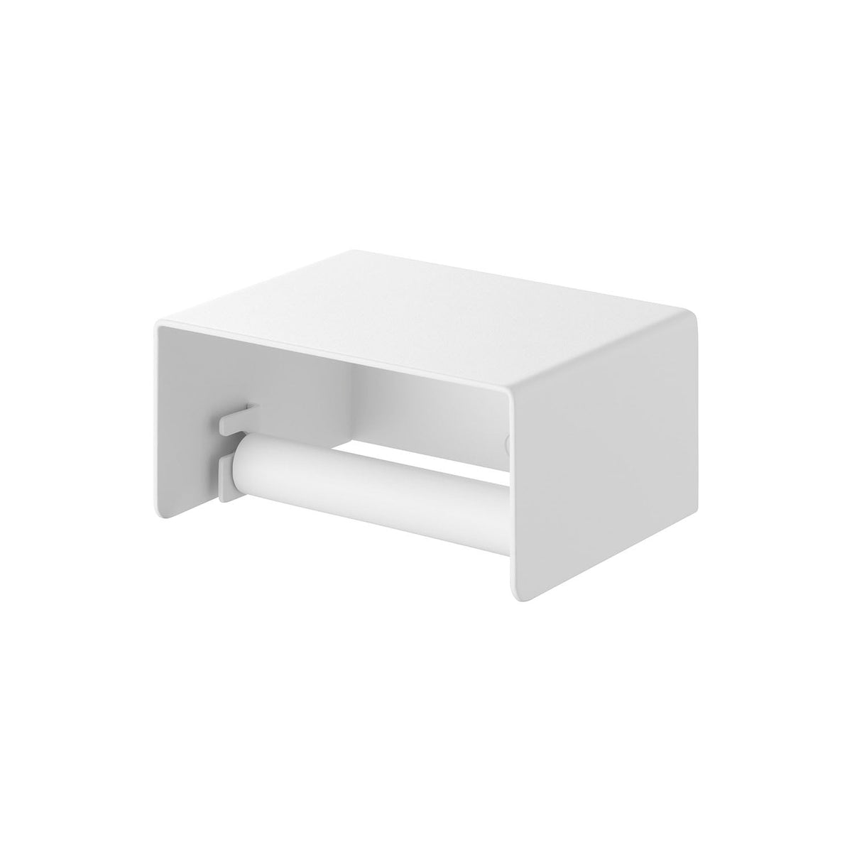 Yamazaki Tower Wall-Mounted Simple Toilet Paper Holder, Simple Wall Toilet Roll Holder with a Top Plate, Pins and Screws Included, 15.1 x 12.1 x 7.5 cm and 785 g, White or Black
