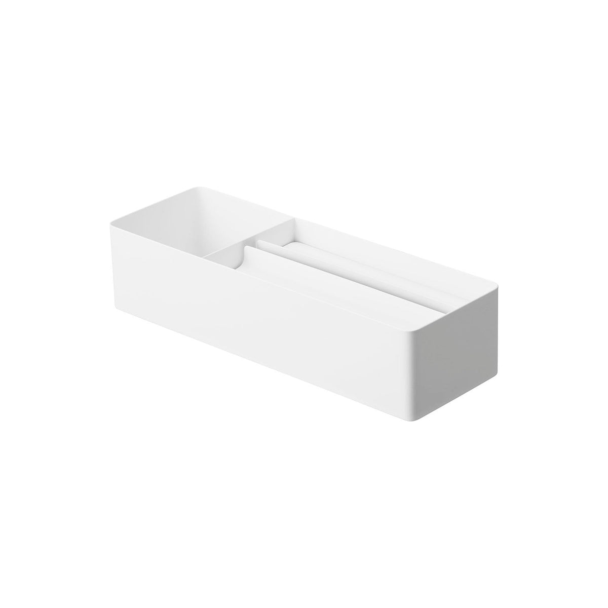 Yamazaki Tower Paper Towel and Vanity Organizer, Steel Counter Organiser for Paper Towels, Tissues and Cosmetics, 39.5 x 13.1 x 11.2 cm and 1700 g, White or Black