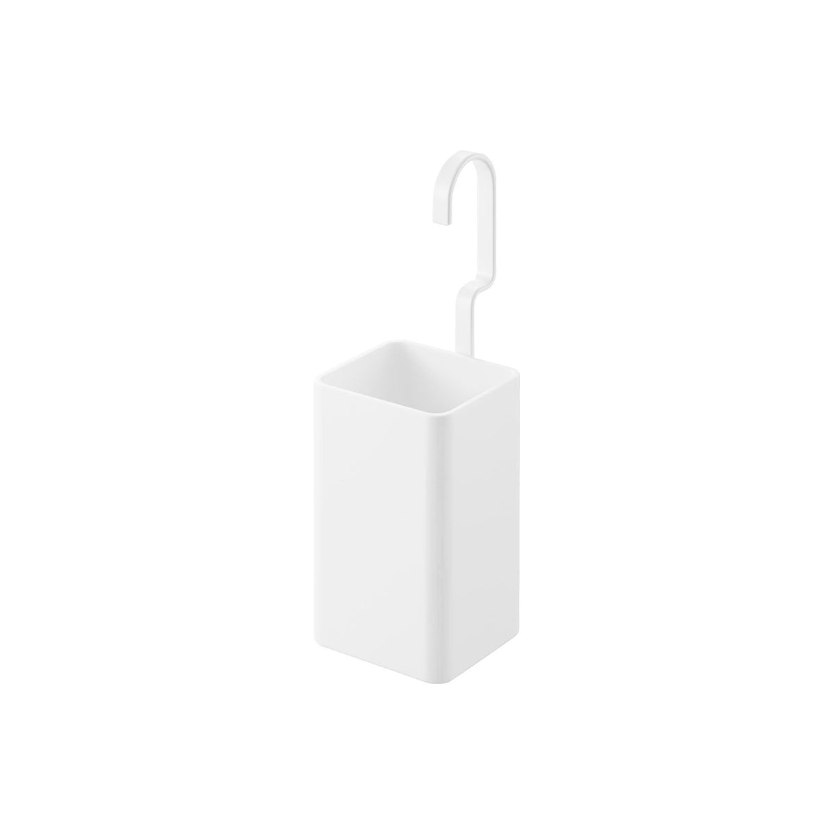 Yamazaki Tower Hang-On Storage Case S, Open-Front Case that Hooks Over a Pole or Bar up to 3.4 cm Across, Hook Turns to Suit the Place, Size S, 7.7 x 9.7 x 20.5 cm and 210 g, White or Black