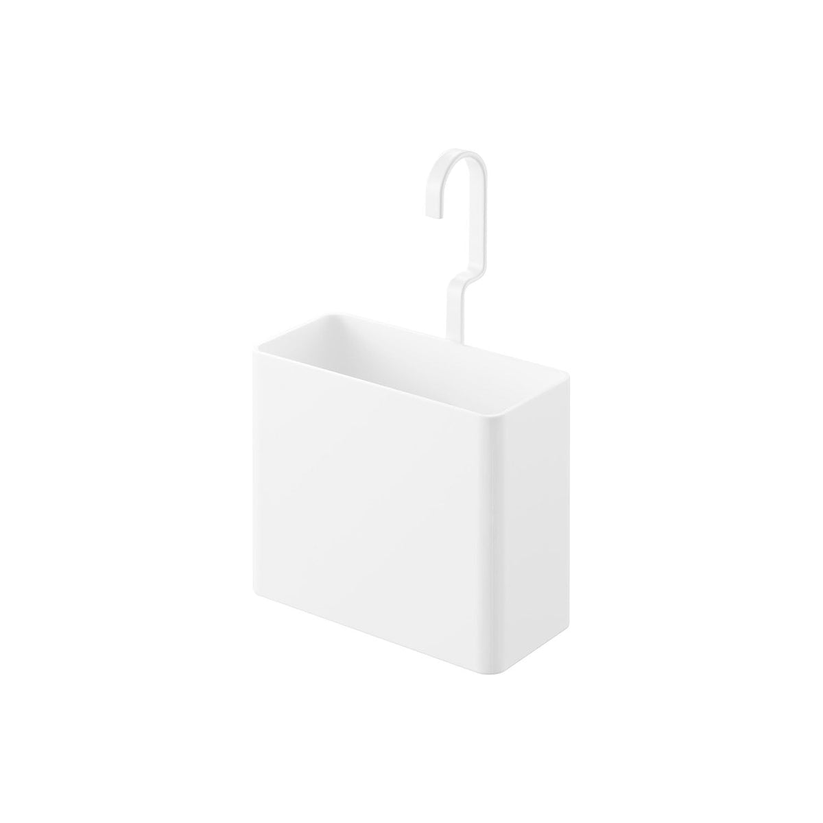 Yamazaki Tower Hang-On Storage Case L, Open-Front Case that Hooks Over a Pole or Bar up to 3.4 cm Across, Hook Turns to Suit the Place, Size L, 15.2 x 9.6 x 20.5 cm and 305 g, White or Black