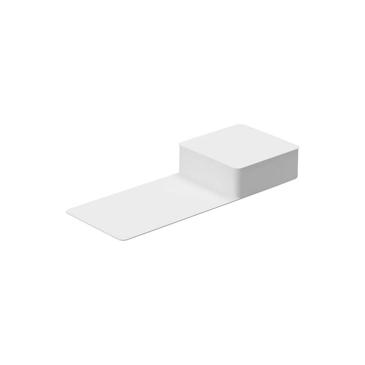 Yamazaki Tower Tray with Lidded Box, Long Steel Tray with a Lidded Box at One End for Tea Sets and Small Items, 38.1 x 14.7 x 5.5 cm and 1280 g, White or Black