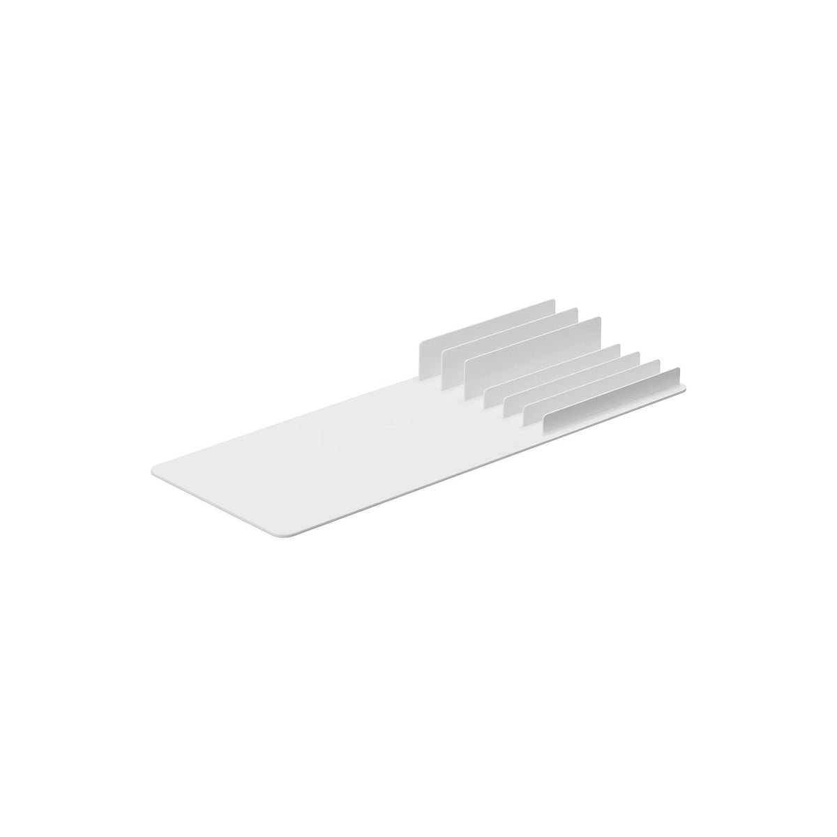 Yamazaki Tower Tray with Divider Stands, Long Steel Tray with Slot Stands that Hold Tea Bags and Small Packs Upright, 38 x 14.6 x 3.3 cm and 1080 g, White or Black
