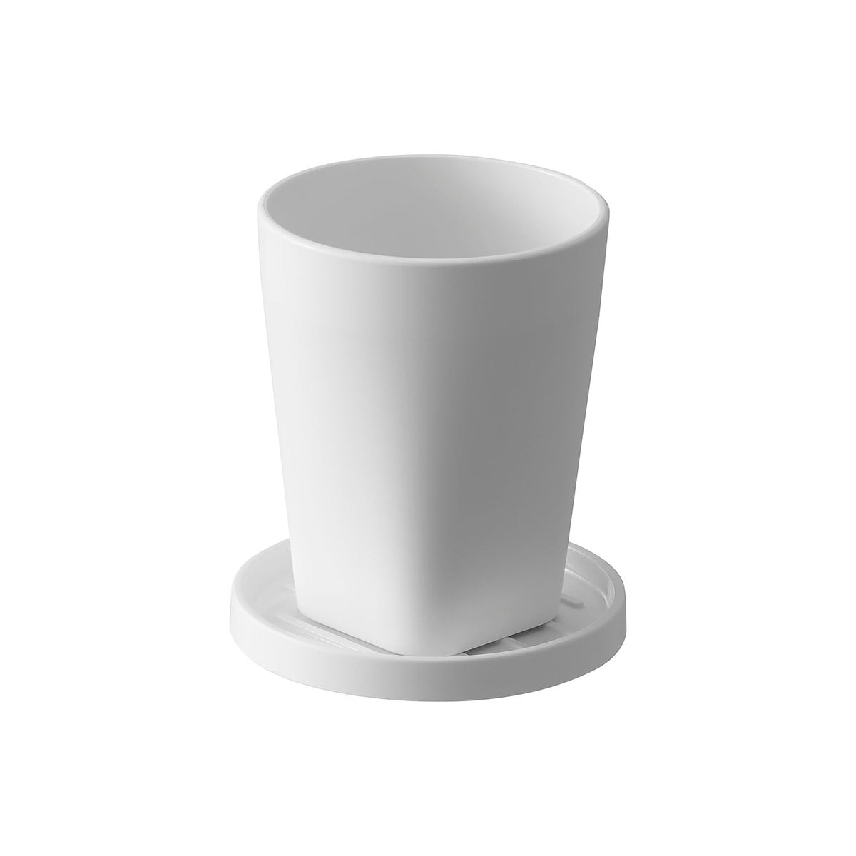Yamazaki Tower Tumbler with Stand Cap, 200 mL Tumbler With a Stand Cap That Doubles as a Coaster and Keeps Dust Off, Tough BPA-Free Copolyester, Four Colours, 7 x 7 x 9.4 cm and 85 g, White or Black or Clear or Clear Black
