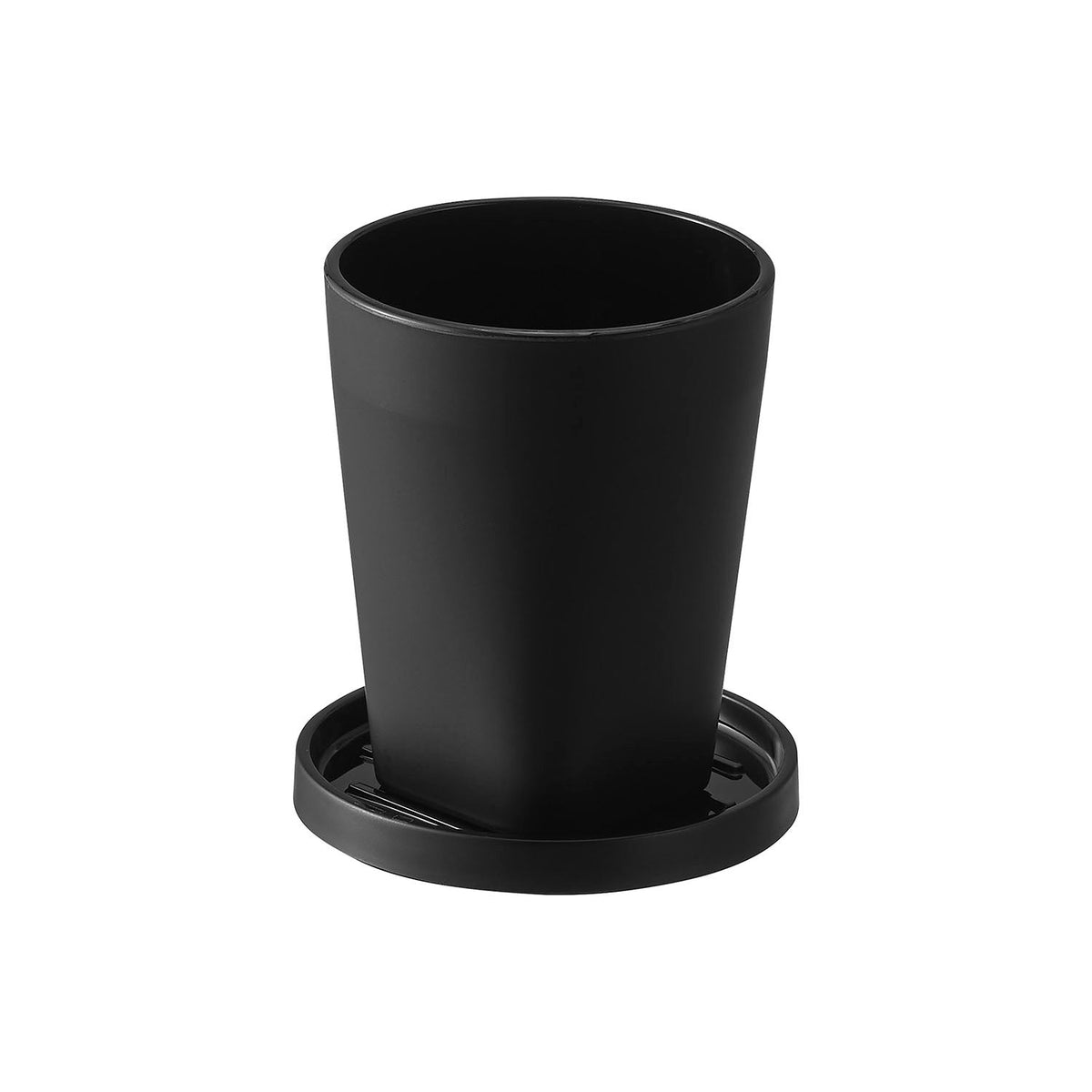 Yamazaki Tower Tumbler with Stand Cap, 200 mL Tumbler With a Stand Cap That Doubles as a Coaster and Keeps Dust Off, Tough BPA-Free Copolyester, Four Colours, 7 x 7 x 9.4 cm and 85 g, White or Black or Clear or Clear Black