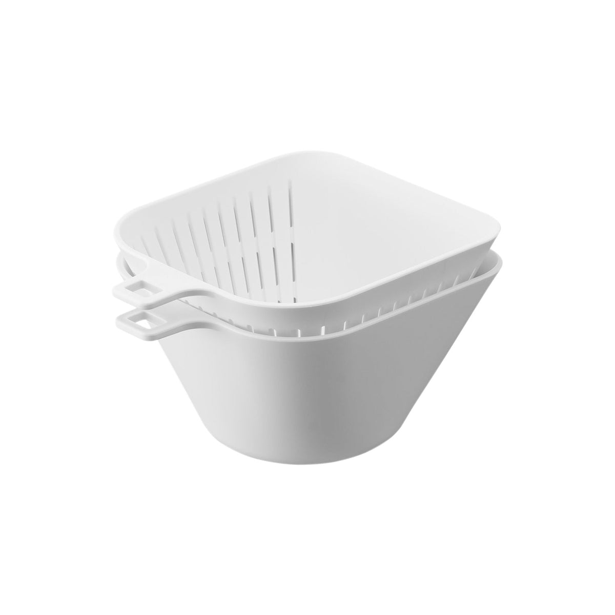 Yamazaki Tower Dustpan-Shaped Bowl and Colander Set 400 mL, Dustpan-Shaped Bowl and Colander Set that Scoops Chopped Food from the Board, 400 mL, Microwave and Dishwasher Safe, 11.2 x 13.6 x 6.6 cm and 115 g, White or Black