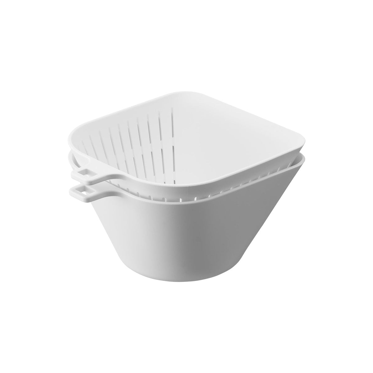 Yamazaki Tower Dustpan-Shaped Bowl and Colander Set 600 mL, Dustpan-Shaped Bowl and Colander Set that Scoops Chopped Food from the Board, 600 mL, Microwave and Dishwasher Safe, 13 x 15.3 x 7.7 cm and 155 g, White or Black