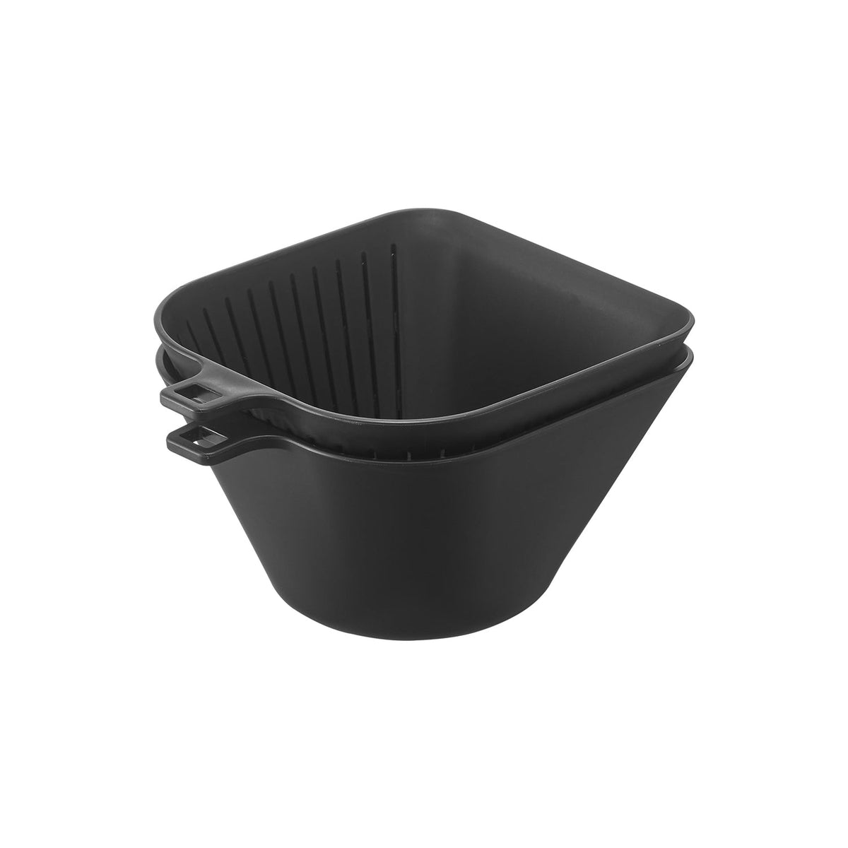 Yamazaki Tower Dustpan-Shaped Bowl and Colander Set 600 mL, Dustpan-Shaped Bowl and Colander Set that Scoops Chopped Food from the Board, 600 mL, Microwave and Dishwasher Safe, 13 x 15.3 x 7.7 cm and 155 g, White or Black