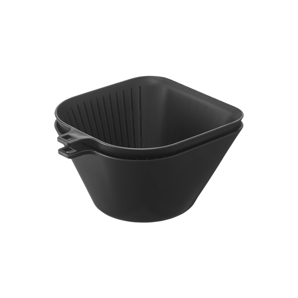 Yamazaki Tower Dustpan-Shaped Bowl and Colander Set 1000 mL, Dustpan-Shaped Bowl and Colander Set that Scoops Chopped Food from the Board, 1000 mL, Microwave and Dishwasher Safe, 15.5 x 18 x 8.7 cm and 215 g, White or Black
