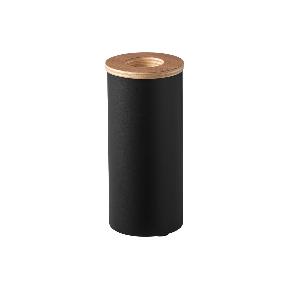 Yamazaki Rin Bottle-Shaped Half Tissue Case, Wood Lid, Bottle-Shaped Steel Case for Half-Size Tissues with a Natural Wood Lid, Fits a Car Cup Holder, 7 x 7 x 13.7 cm and 195 g, Brown or Natural