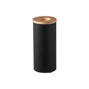 Yamazaki Rin Bottle-Shaped Half Tissue Case, Wood Lid, Bottle-Shaped Steel Case for Half-Size Tissues with a Natural Wood Lid, Fits a Car Cup Holder, 7 x 7 x 13.7 cm and 195 g, Brown or Natural