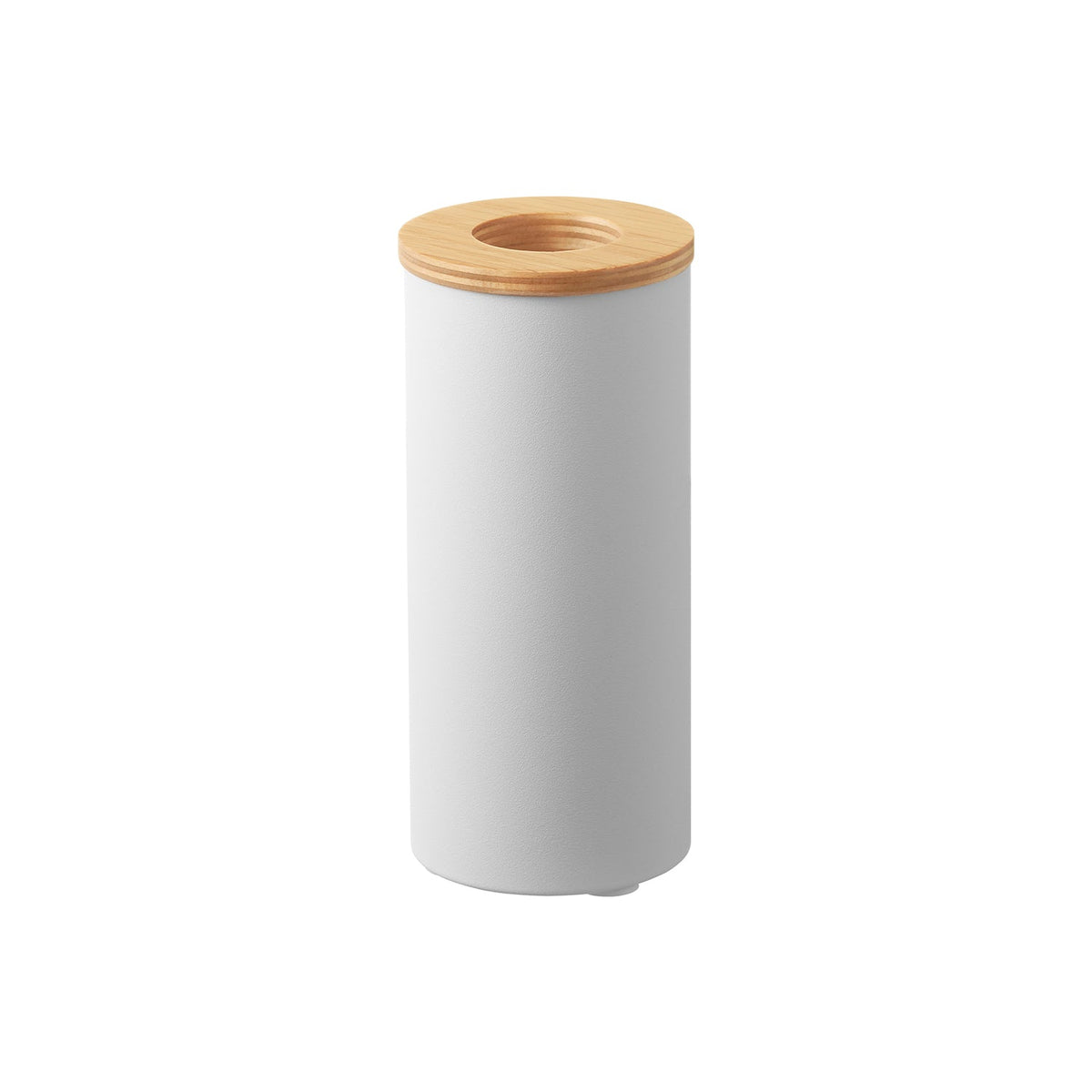 Yamazaki Rin Bottle-Shaped Half Tissue Case, Wood Lid, Bottle-Shaped Steel Case for Half-Size Tissues with a Natural Wood Lid, Fits a Car Cup Holder, 7 x 7 x 13.7 cm and 195 g, Brown or Natural