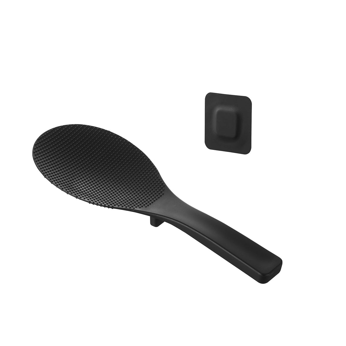 Yamazaki Tower Magnetic Rice Paddle with Film Sheet, Magnetic Rice Paddle with a Film Sheet for the Side of a Rice Cooker, Heat Resistant to 160 C, Paddle 7.8 x 2.4 x 22 cm; film sheet 3.5 x 0.3 x 3.5 cm and 45 g, White or Black