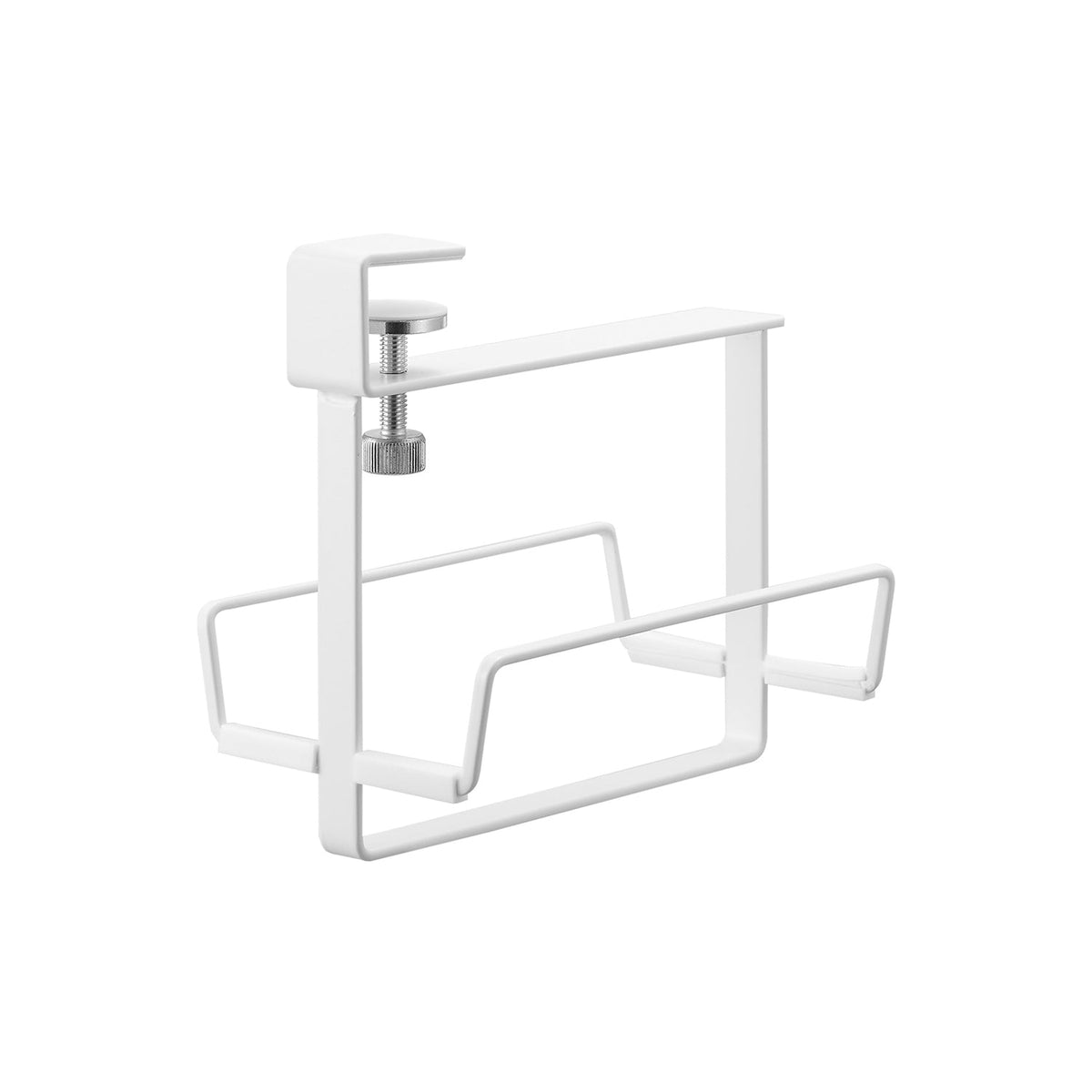 Yamazaki Tower Under-Shelf Double Hair Iron Holder, Clamp-On Under-Shelf Holder for Two Hair Irons with 3 Hooks, 11.5 x 18.6 x 17.7 cm and 465 g, White or Black