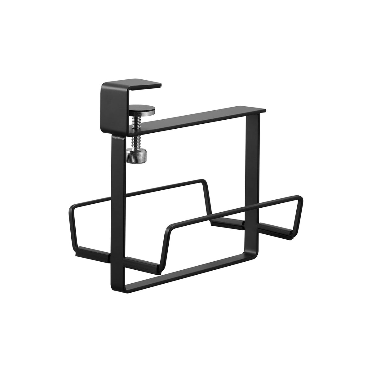 Yamazaki Tower Under-Shelf Double Hair Iron Holder, Clamp-On Under-Shelf Holder for Two Hair Irons with 3 Hooks, 11.5 x 18.6 x 17.7 cm and 465 g, White or Black