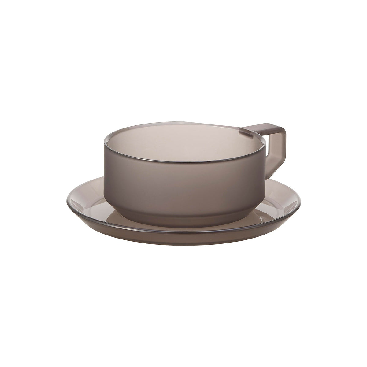 Yamazaki Tower Shatter-Resistant Teacup and Saucer, Tough Copolyester Teacup and Saucer Set that Resists Breakage, Stackable, 270 mL, Dishwasher Safe, Cup 9.8 x 12.3 x 4.3 cm; saucer 14.3 x 14.3 x 1.2 cm and 120 g, White or Black