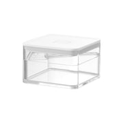 Yamazaki Tower Airtight Container 200 mL with Spoon, Small Airtight Container with a Push-Valve Lid, Seal and Spoon for Seasonings and Dry Foods, 200 mL, 9.2 x 9.2 x 5.9 cm and 120 g, White or Black