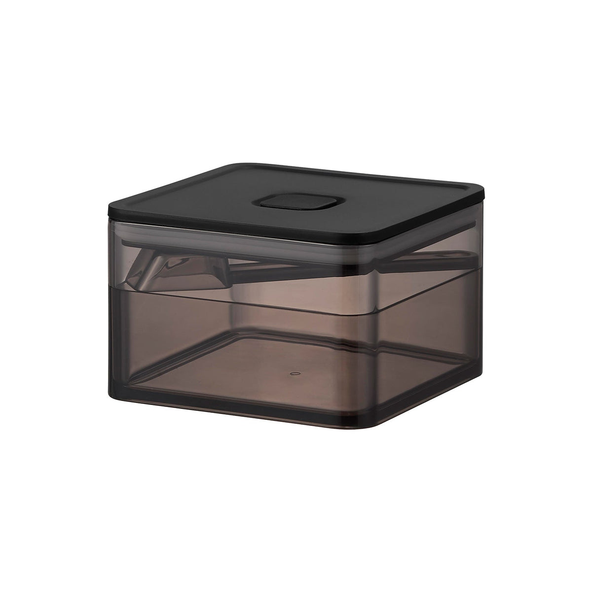 Yamazaki Tower Airtight Container 200 mL with Spoon, Small Airtight Container with a Push-Valve Lid, Seal and Spoon for Seasonings and Dry Foods, 200 mL, 9.2 x 9.2 x 5.9 cm and 120 g, White or Black