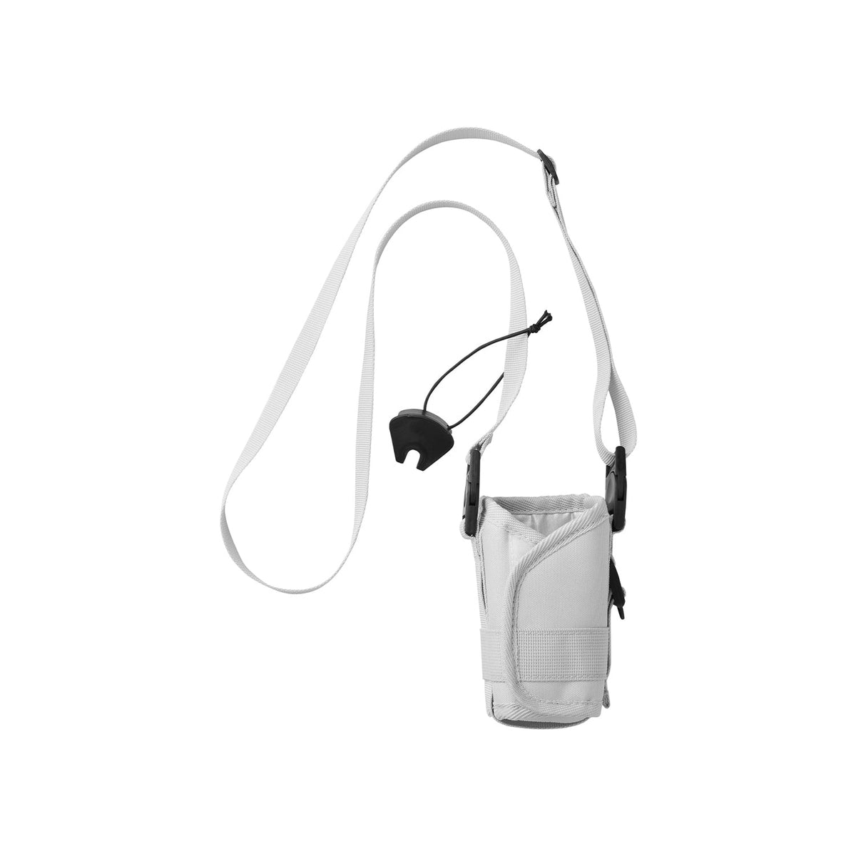 Yamazaki Tower Shoulder Strap Drink Holder, Shoulder-Strap Holder that Carries a Can, Bottle or Cup Hands-Free, Fits 5.3 to 6.5 cm Wide Containers, with an Outer Pocket, 9 x 7.5 x 14.5 cm without strap and 85 g, Light Grey or Black
