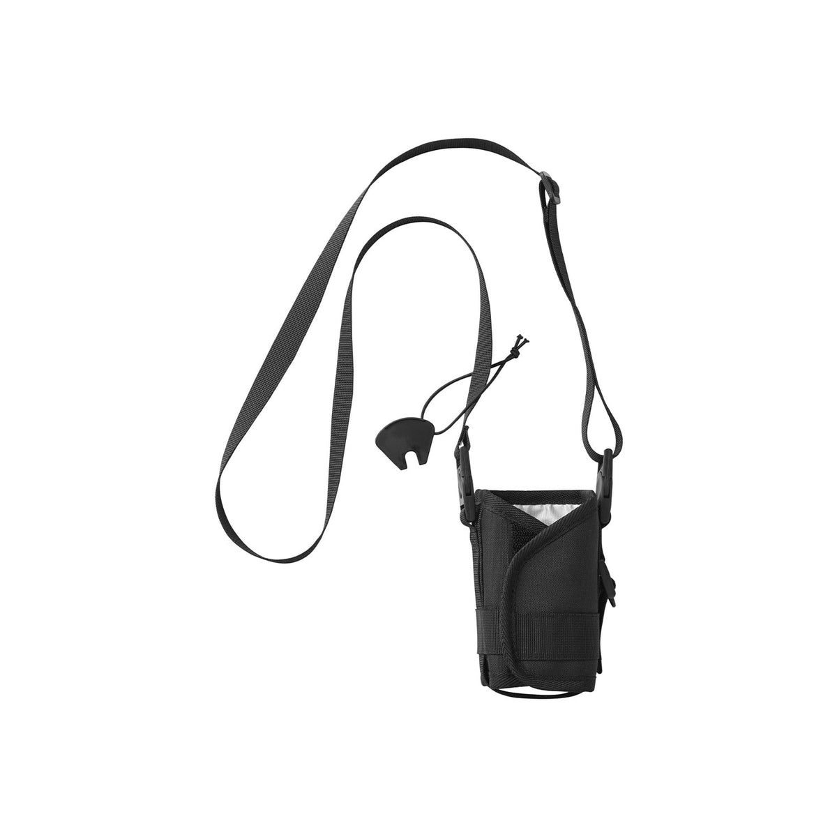 Yamazaki Tower Shoulder Strap Drink Holder, Shoulder-Strap Holder that Carries a Can, Bottle or Cup Hands-Free, Fits 5.3 to 6.5 cm Wide Containers, with an Outer Pocket, 9 x 7.5 x 14.5 cm without strap and 85 g, Light Grey or Black