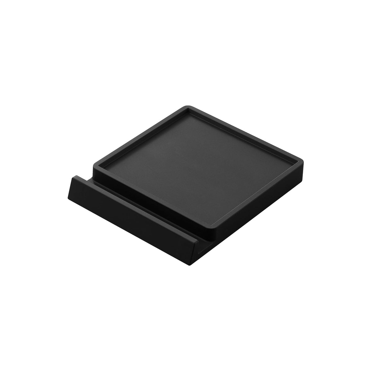 Yamazaki Tower Silicone Coaster with Phone Stand, Square Silicone Coaster with a Slot that Stands a Phone Sideways, Heat Resistant to 250 C, 10.2 x 12.3 x 1.5 cm and 90 g, White or Black
