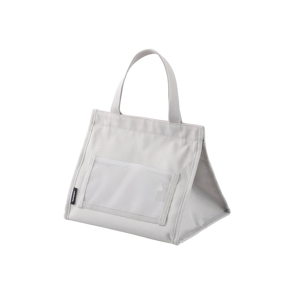 Yamazaki Tower Lunch Bag with Smartphone Holder, Lunch Bag with a Built-In Smartphone Holder and Cable Hole, 25 x 19 x 19.5 cm and 235 g, Light Grey or Black