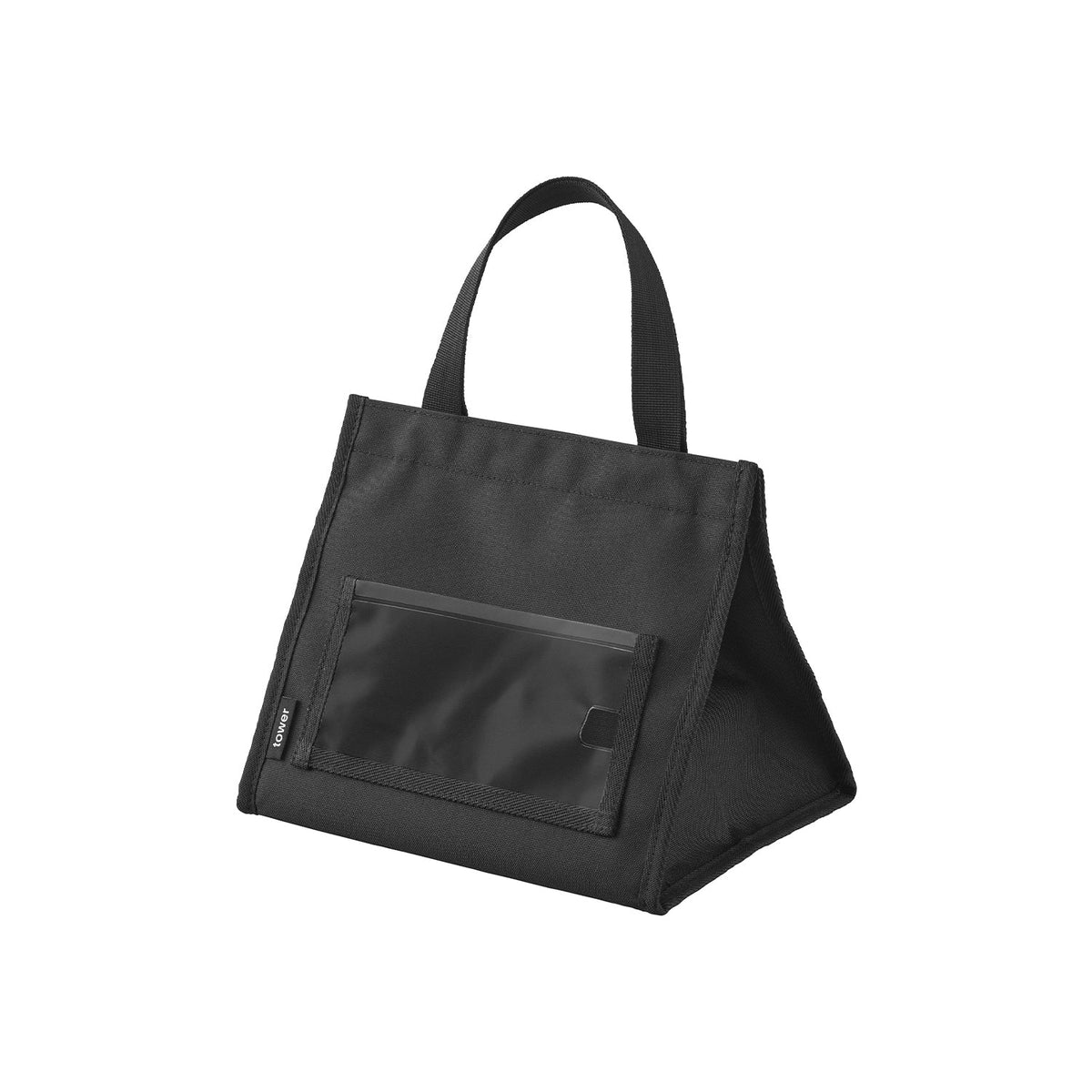 Yamazaki Tower Lunch Bag with Smartphone Holder, Lunch Bag with a Built-In Smartphone Holder and Cable Hole, 25 x 19 x 19.5 cm and 235 g, Light Grey or Black