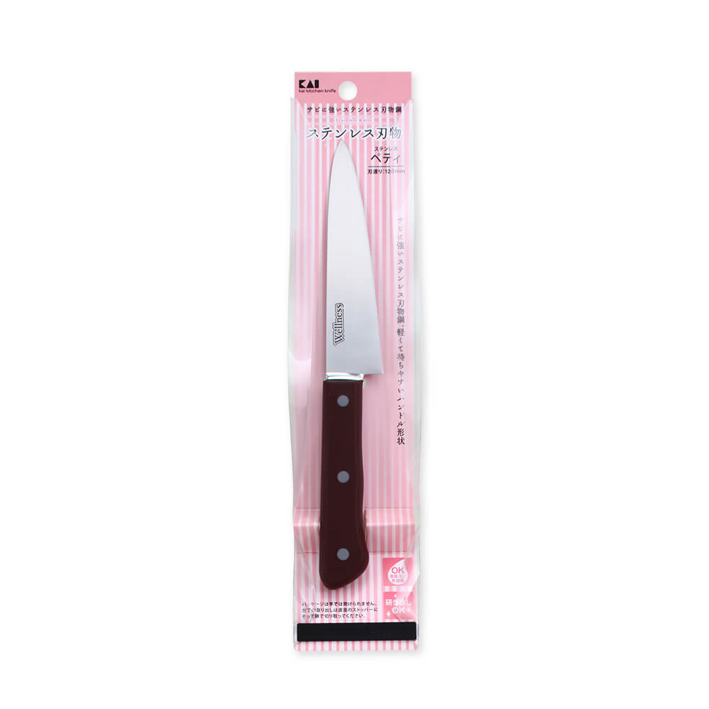 KAI WELLNESS Paring Knife 120mm, WELLNESS Paring Knife 120mm 233 x 30 x 18 mm, 52 g, Made in China, 23.3 x 3 x 1.8 cm and 52 g, Standard