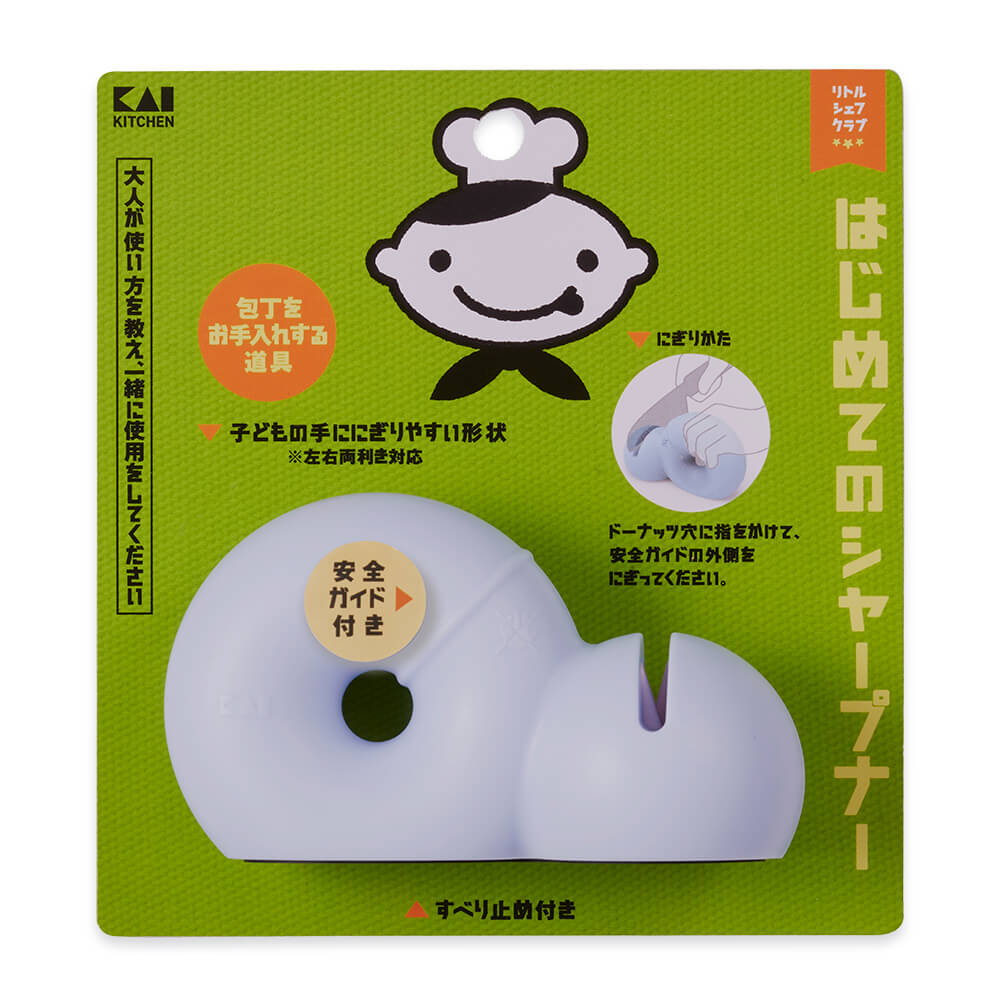 KAI Little Chef Club First Sharpener, Little Chef Club First Sharpener 105 x 60 x 45 mm, 58 g, Made in China, 10.5 x 6 x 4.5 cm and 58 g, Standard