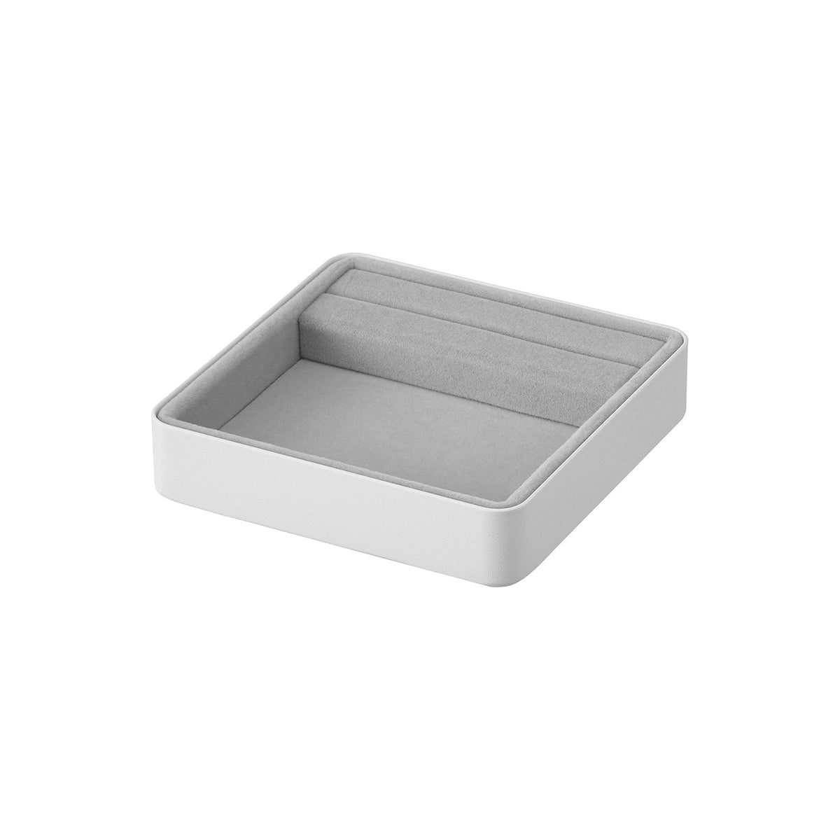 Yamazaki Tower Jewellery Tray with Ring Groove S, Small Soft-Lined Steel Tray for Rings and Jewellery, 13 x 13 x 2.9 cm and 320 g, White or Black